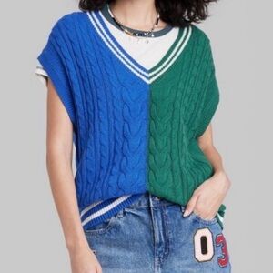 Wild fable sweater vest blue and green size XL